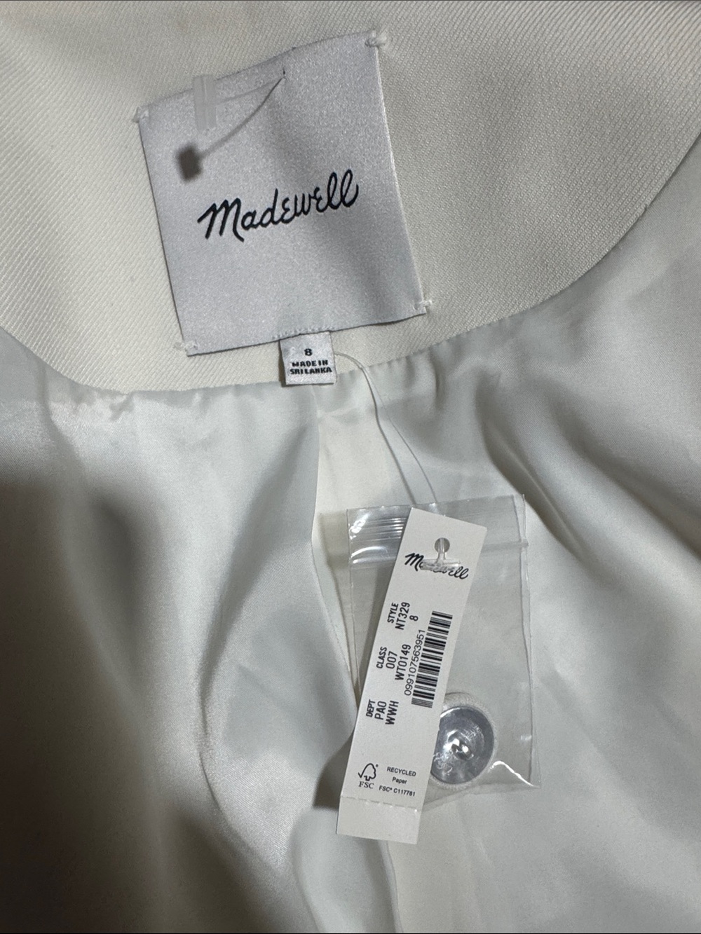 Madewell Cream Button Front Vest - Picture 5 of 6